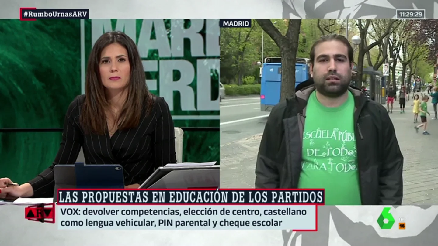 Jorge Castaño (Marea Verde) analiza las propuestas de los partidos en educación: "Ahora más de la mitad de financiación se va a la escuela concertada" Jorge Castaño (Marea Verde) analiza las propuestas de los partidos en educación: "Ahora más de la mitad de financiación se va a la escuela concertada"