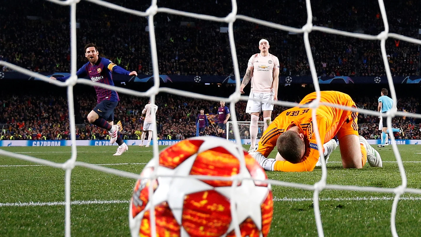 Messi festeja su segundo gol a De Gea en el Camp Nou Messi festeja su segundo gol a De Gea en el Camp Nou