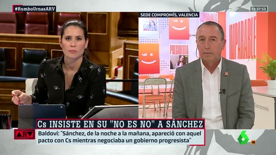 Joan Baldoví (Compromís): "Mi apuesta es un Gobierno con PSOE, PNV y Unidas Podemos" Joan Baldoví (Compromís): "Mi apuesta es un Gobierno con PSOE, PNV y Unidas Podemos"