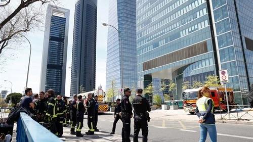 Dispositivo policial en el Paseo de la Castellana.