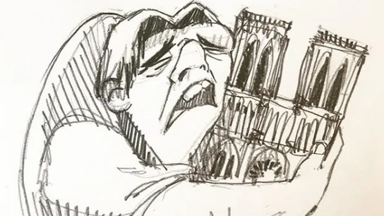 Quasimodo abrazando la catedral de Notre-Dame Quasimodo abrazando la catedral de Notre-Dame