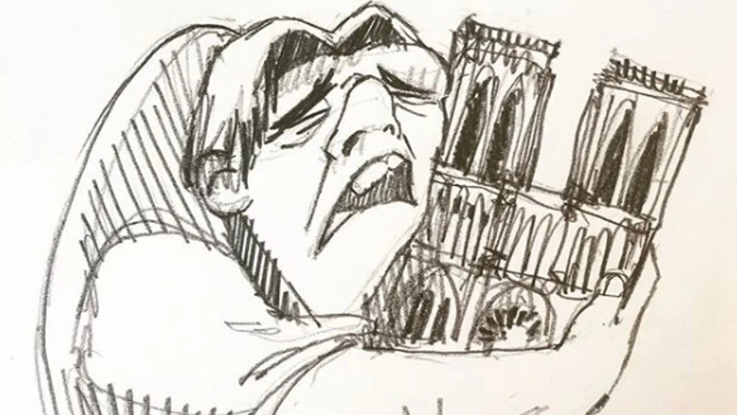Quasimodo abrazando la catedral de Notre-Dame Quasimodo abrazando la catedral de Notre-Dame