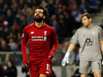 Mohamed Salah celebra un gol ante Casillas Mohamed Salah celebra un gol ante Casillas