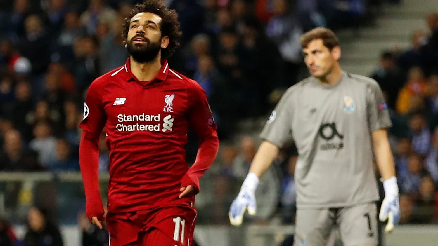 Mohamed Salah celebra un gol ante Casillas