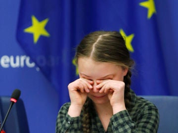 Greta Thunberg, durante su intervención en la Eurocámara. Greta Thunberg, durante su intervención en la Eurocámara.