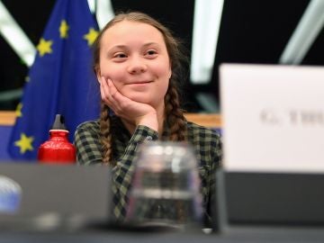 Greta Thunberg durante su discurso en el Parlamento Europeo Greta Thunberg durante su discurso en el Parlamento Europeo