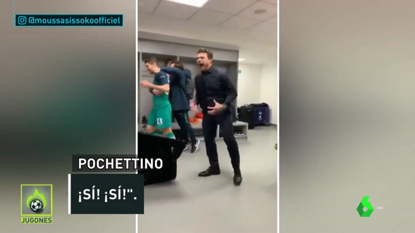 Pochettino imita a Simeone y a Cristiano: así fue su celebración tras el pase a semis del Tottenham Pochettino imita a Simeone y a Cristiano: así fue su celebración tras el pase a semis del Tottenham