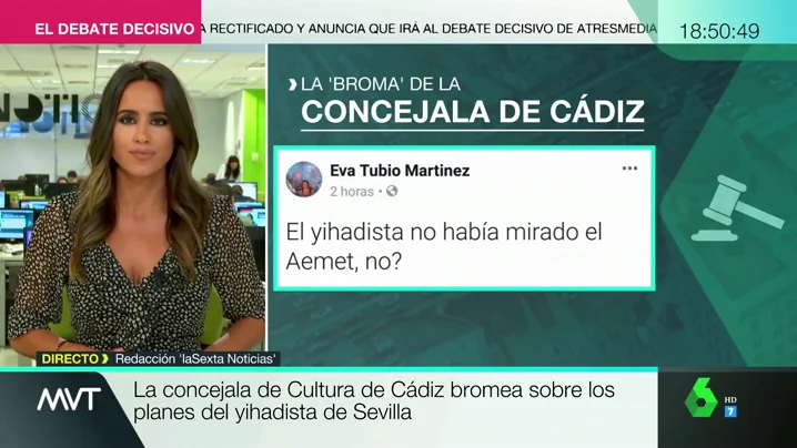 Comentario en Twitter de la concejala de Cultura de Cádiz Comentario en Twitter de la concejala de Cultura de Cádiz