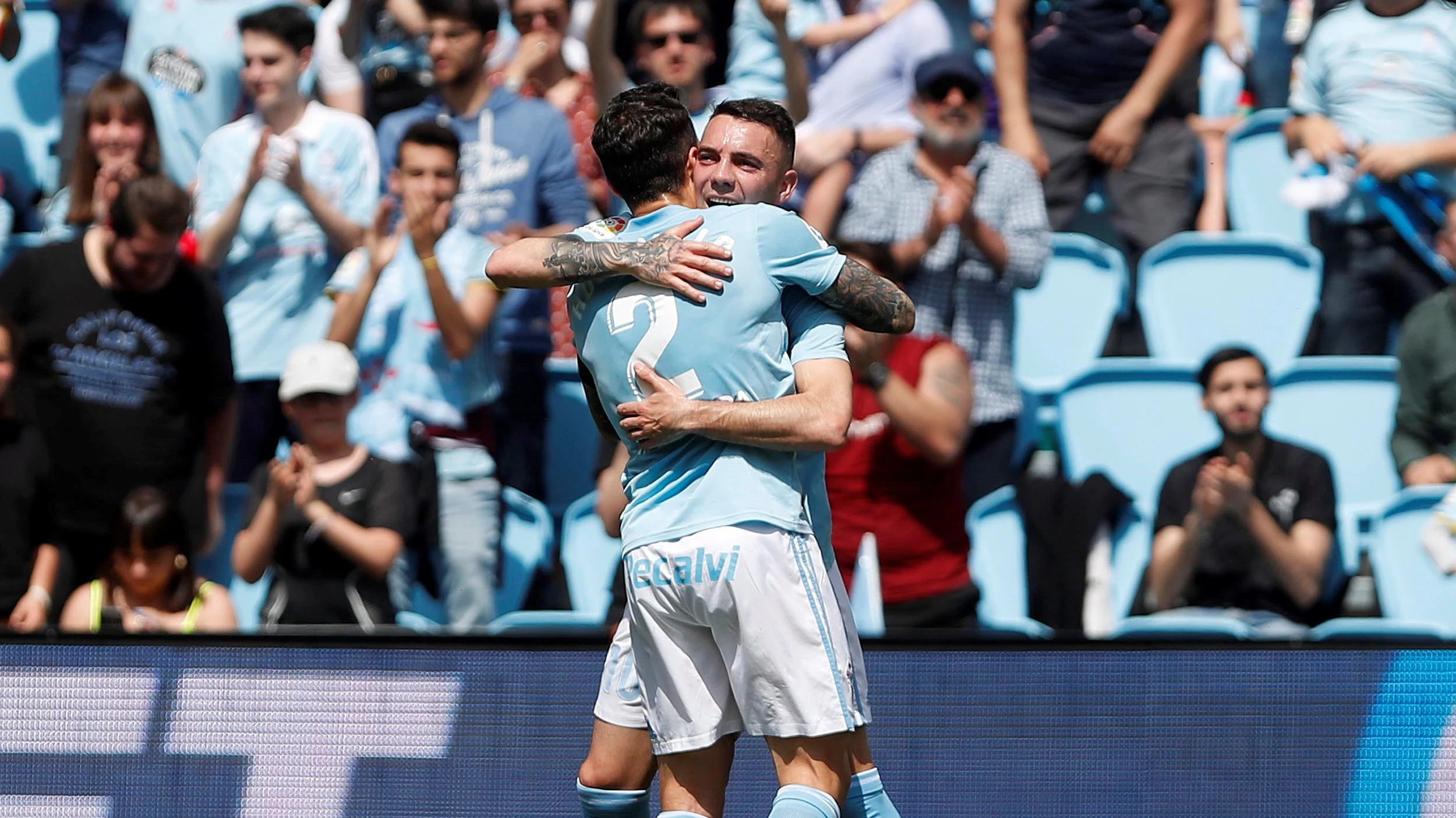 Iago Aspas celebra su gol ante el Girona