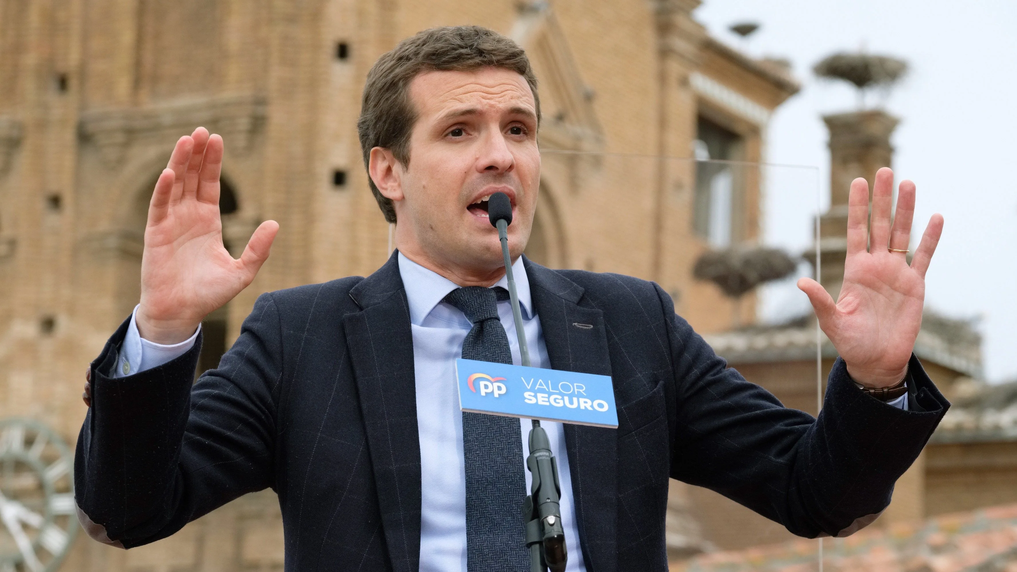 El líder nacional de los populares, Pablo Casado, durante su intervención en un acto electoral El líder nacional de los populares, Pablo Casado, durante su intervención en un acto electoral