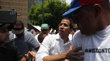 El líder opositor Juan Guaidó participa en una manifestación en Caracas