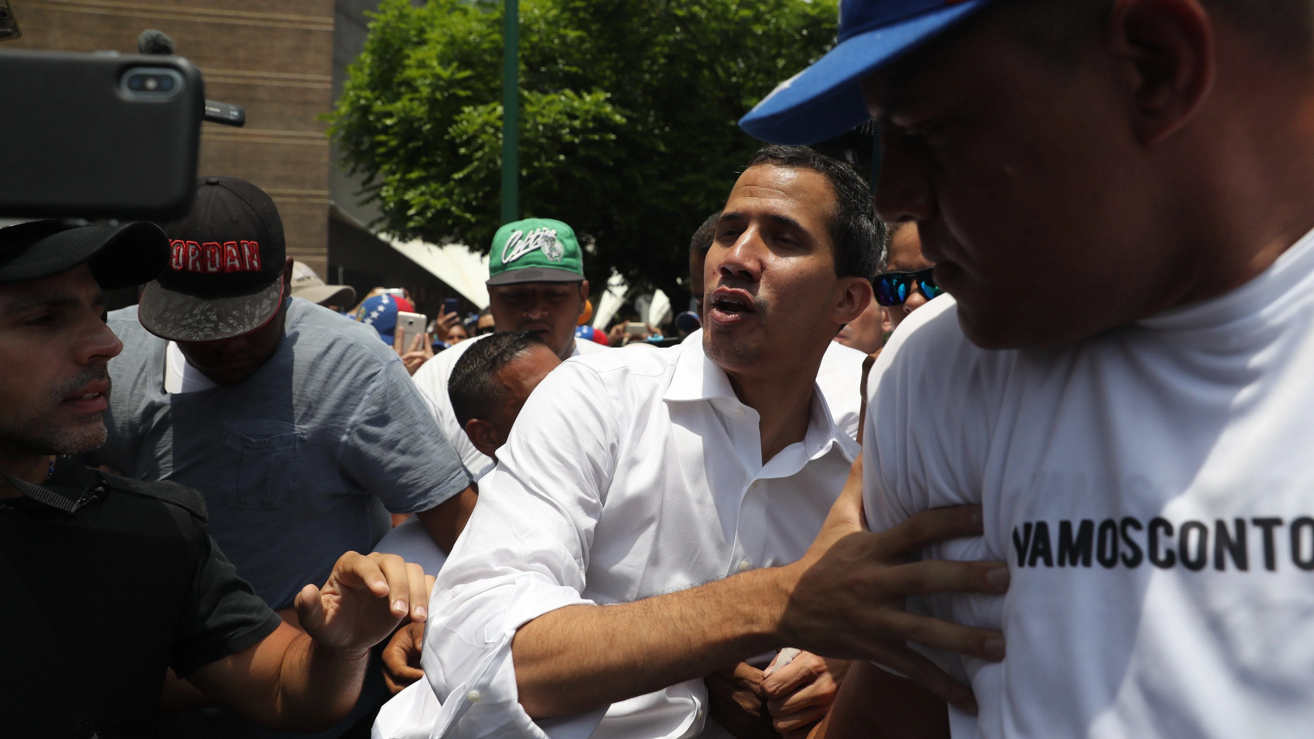 El líder opositor Juan Guaidó participa en una manifestación en Caracas