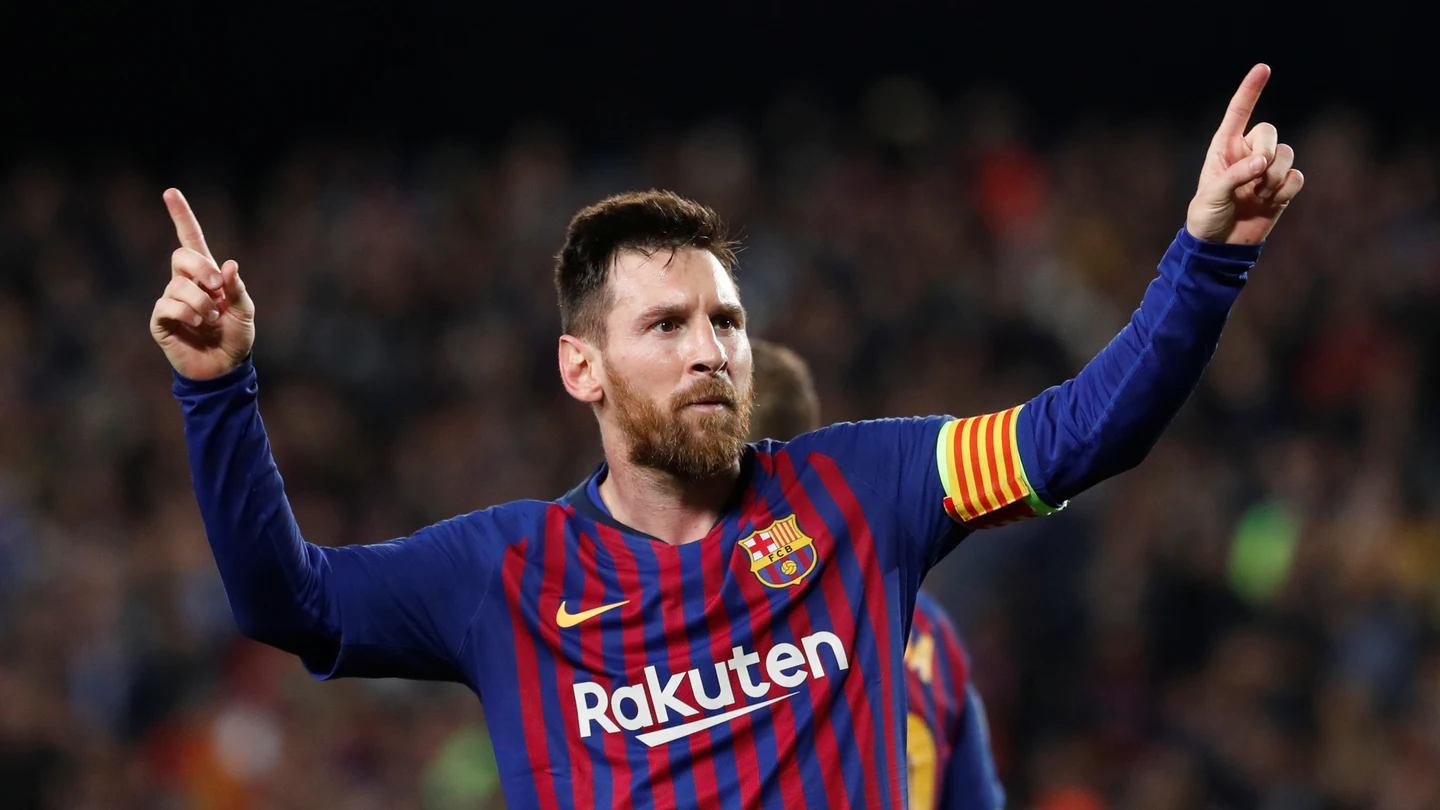 Leo Messi celebra uno de sus goles contra el Liverpool Leo Messi celebra uno de sus goles contra el Liverpool