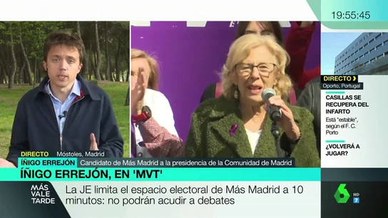 Iñigo Errejón califica de "sinsentido" la decisión de la JEC de no permitir ni a él ni a Manuela Carmena participar en los debates del 26M Iñigo Errejón califica de "sinsentido" la decisión de la JEC de no permitir ni a él ni a Manuela Carmena participar en los debates del 26M