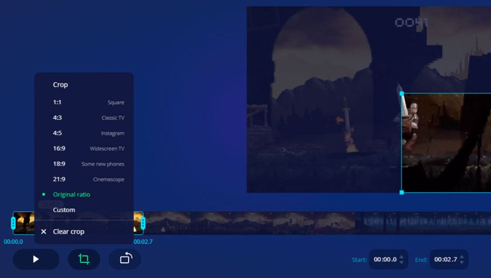 Además de cortar, permite dar forma a los fotogramas