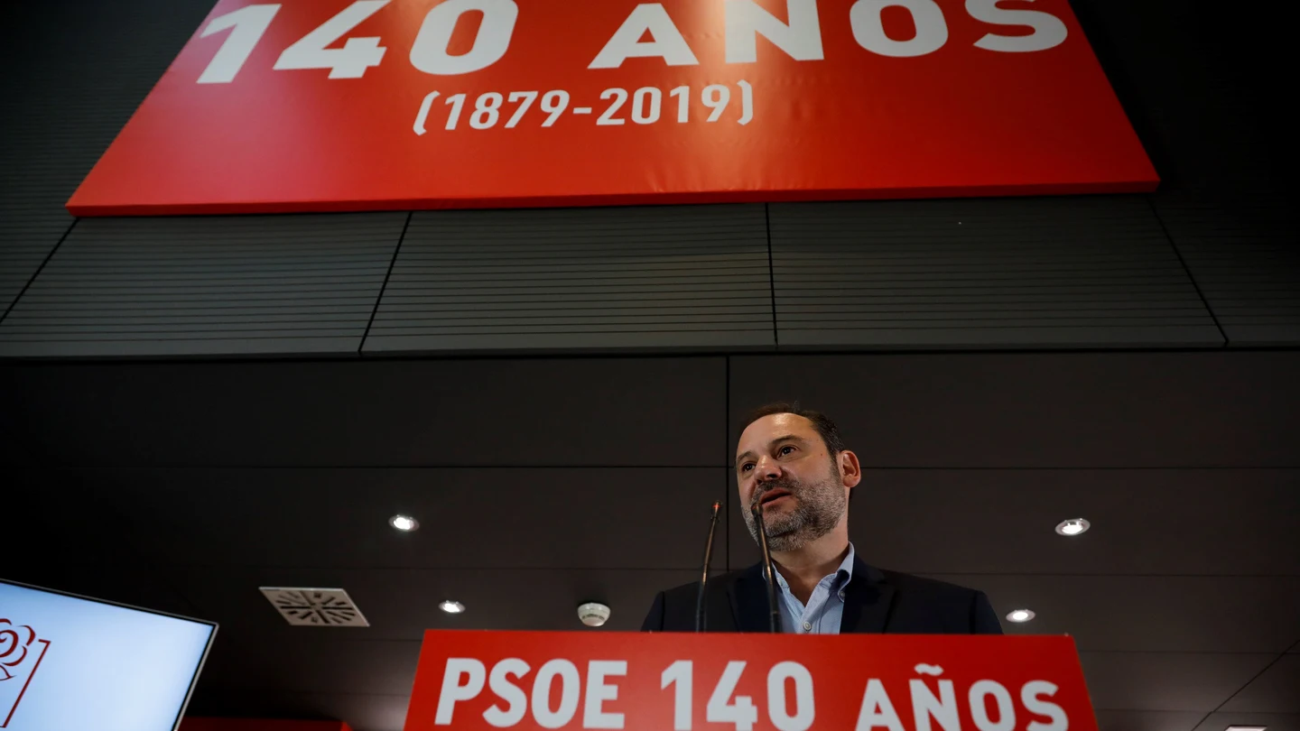 José Luis Ábalos, durante el acto de celebración de los 140 años del PSOE. José Luis Ábalos, durante el acto de celebración de los 140 años del PSOE.