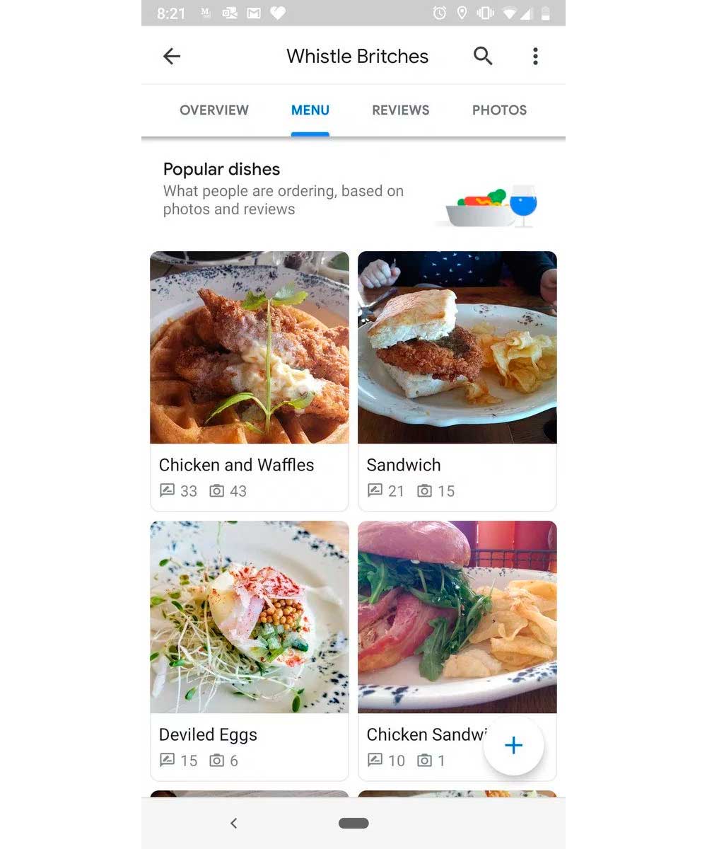 Platos populares de Google Maps