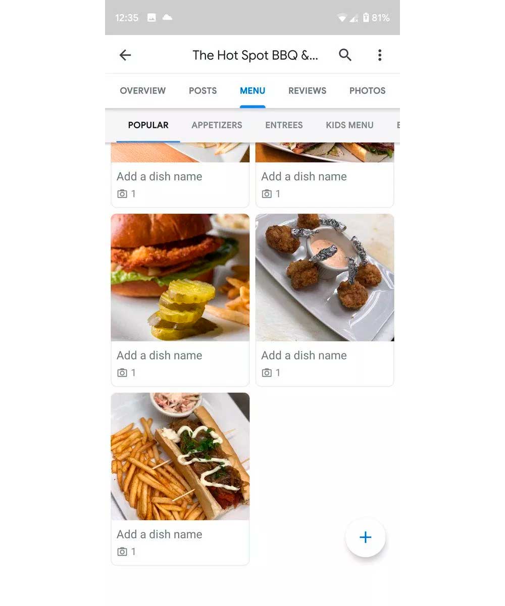 Platos populares de Google Maps