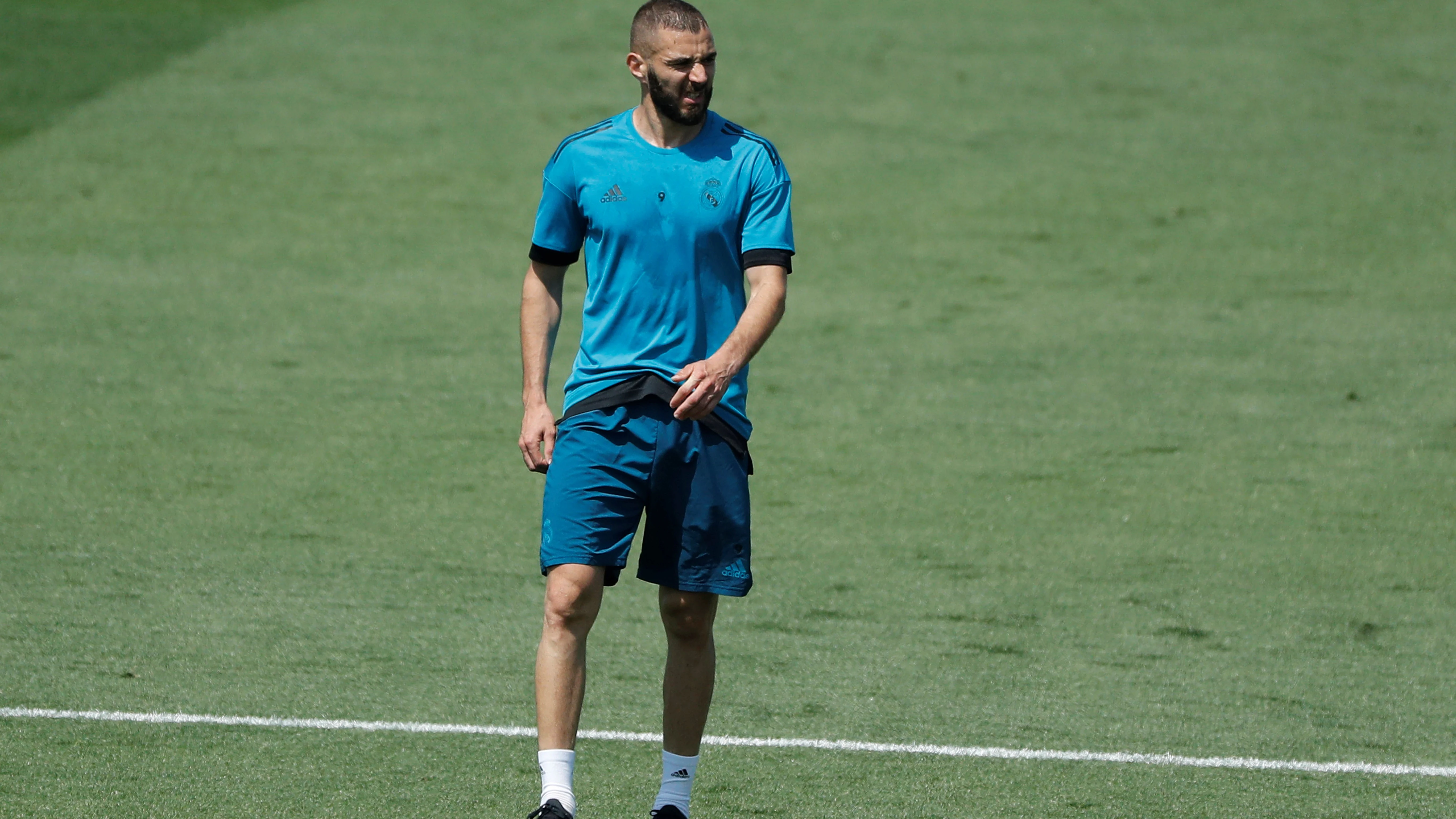 Karim Benzema entrenando en Valdebebas