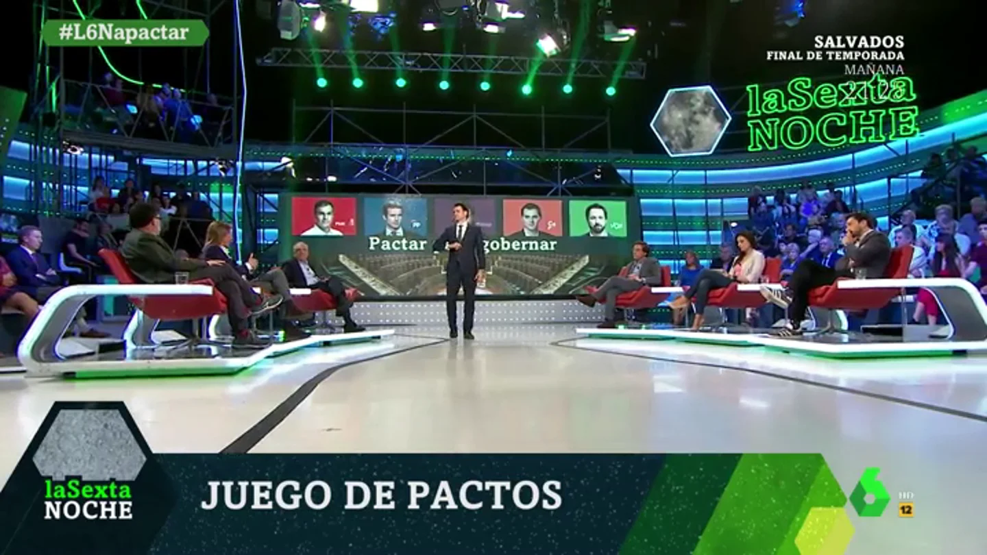 Debate entre PSOE, PP, Ciudadanos, Unidas Podemos, ERC y JxCat tras los resultados del 28A en laSexta Noche Debate entre PSOE, PP, Ciudadanos, Unidas Podemos, ERC y JxCat tras los resultados del 28A en laSexta Noche