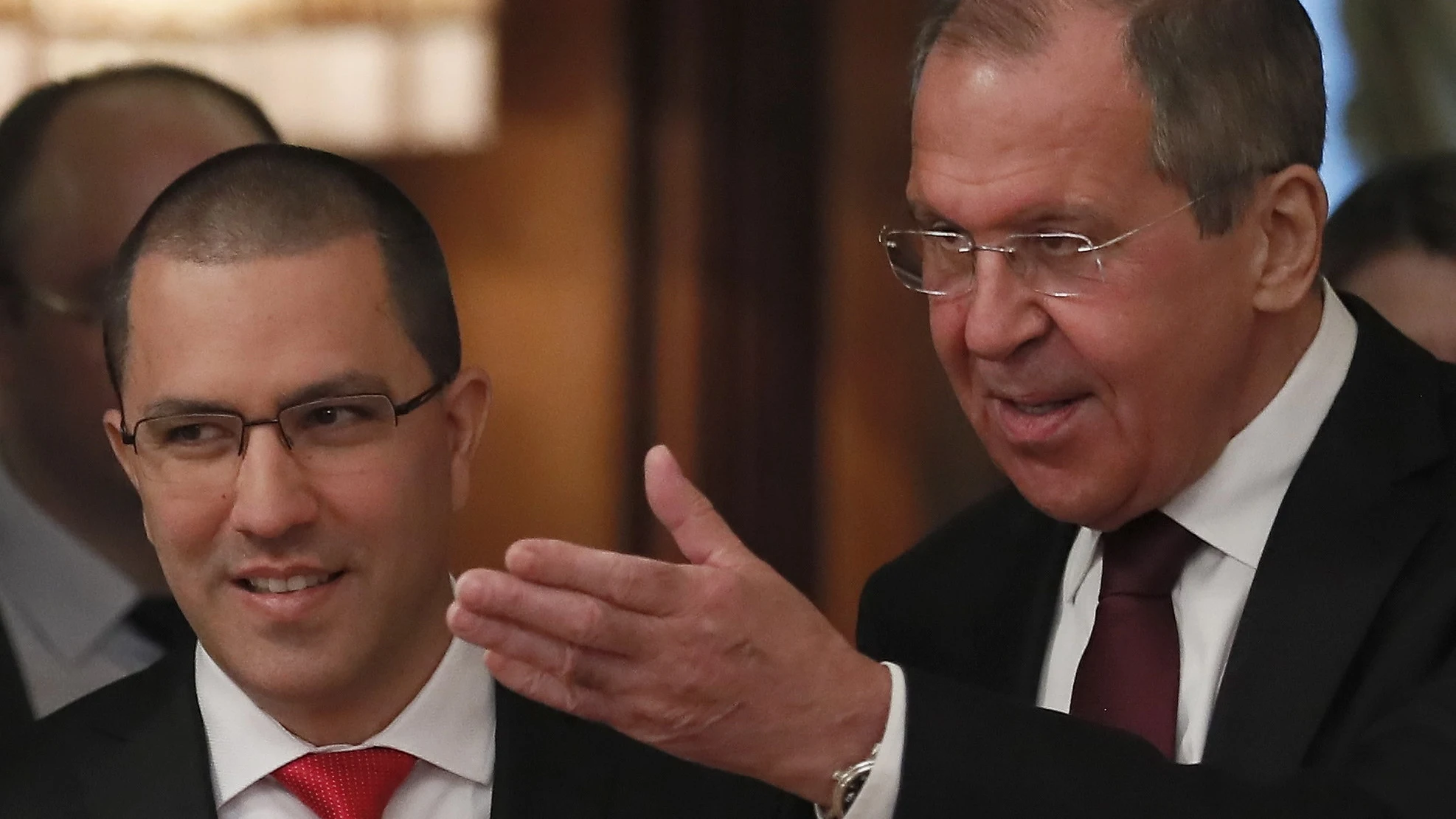 El ministro ruso de Asuntos Exteriores Serguéi Lavrov y su homólogo venezolano, Jorge Arreaza.