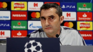 Ernesto Valverde, durante la rueda de prensa