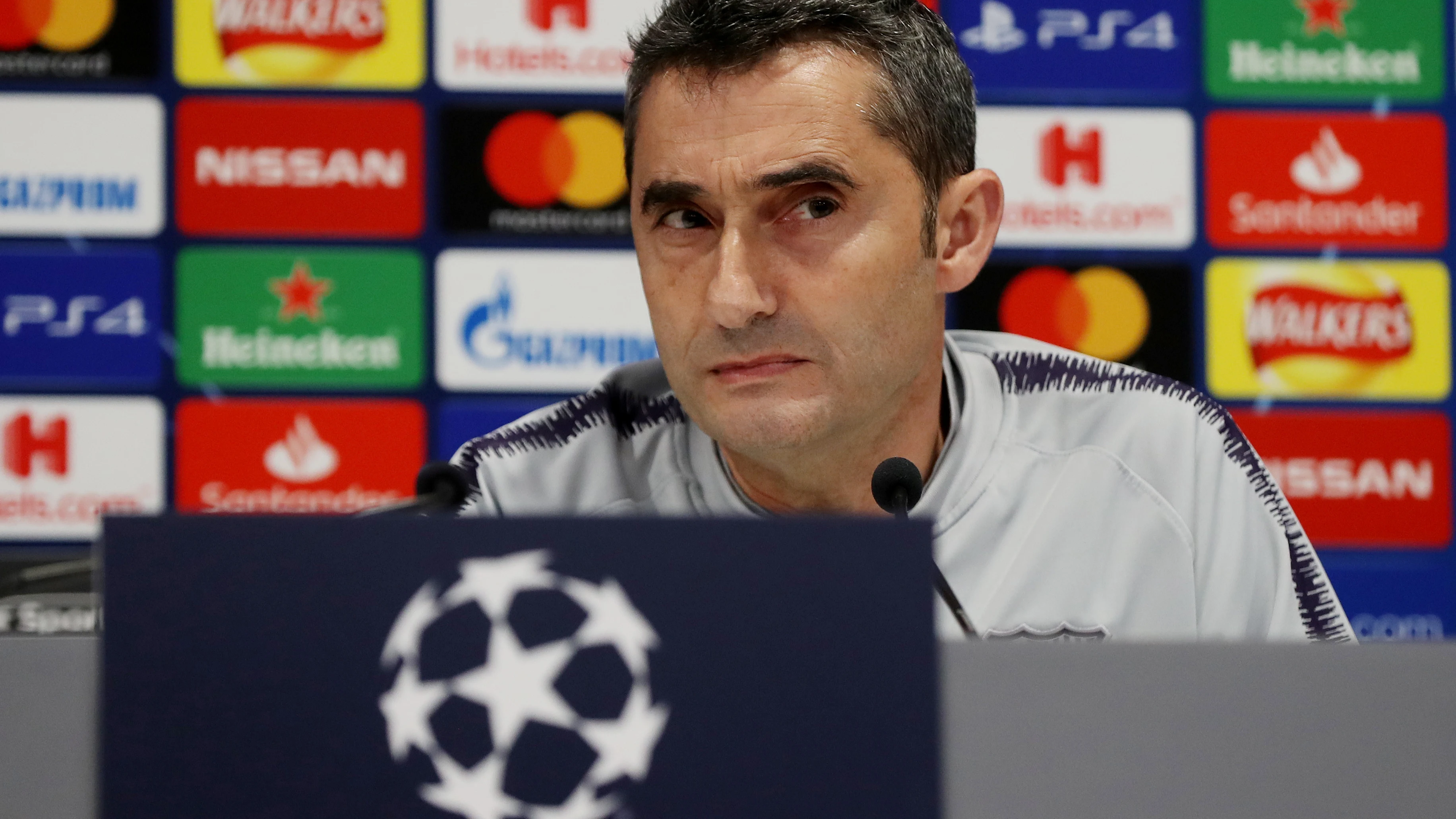 Ernesto Valverde, durante la rueda de prensa