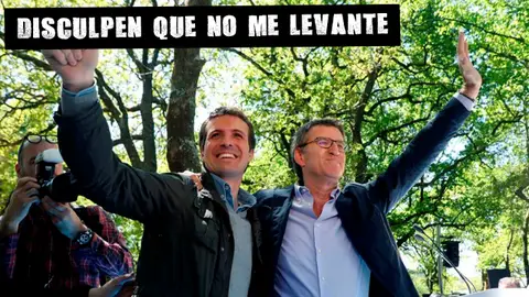 Casado y Feijóo en Santiago de Compostela tras el mal resultado de las elecciones del 28A Disculpen que no me levante