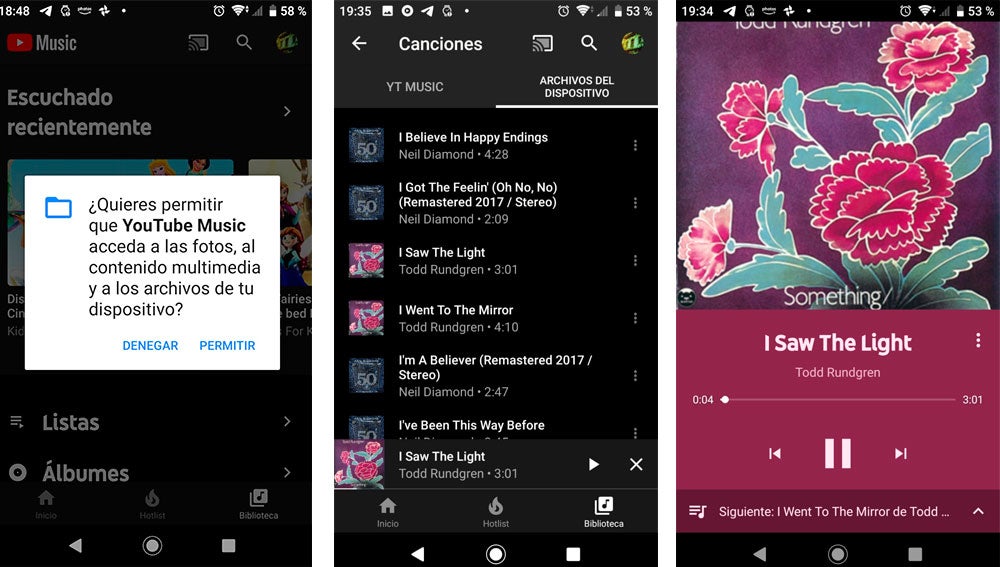 Activación de música local en YouTube Music