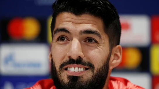 Luis Suárez, durante su comparecencia ante los medios Luis Suárez, durante su comparecencia ante los medios
