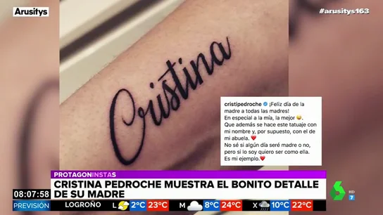 Cristina Pedroche muestra el bonito homenaje que le ha dedicado su madre: un tatuaje con su nombre Cristina Pedroche muestra el bonito homenaje que le ha dedicado su madre: un tatuaje con su nombre