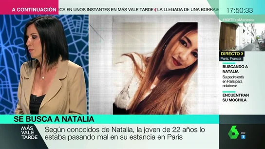Beatriz de Vicente analiza el perfil psicológico de Natalia, la joven desaparecida en París Beatriz de Vicente analiza el perfil psicológico de Natalia, la joven desaparecida en París