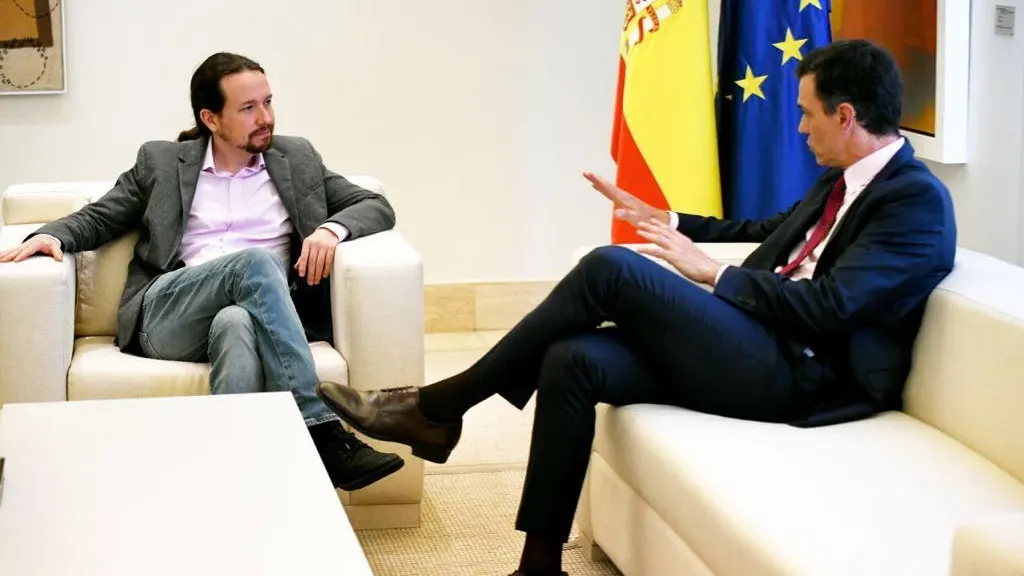 Pablo Iglesias y Pedro Sánchez en Moncloa