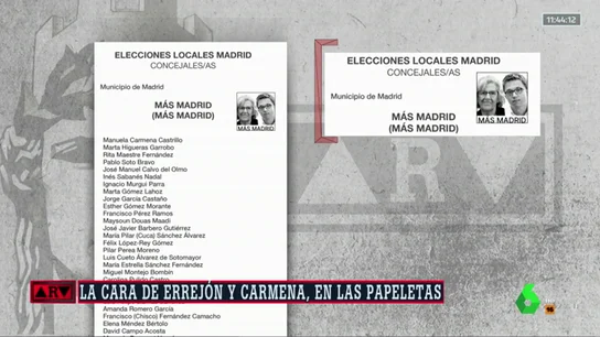 Las caras de Carmena y Errejón serán el logo de las papeletas de Más Madrid en las elecciones del 26M Las caras de Carmena y Errejón serán el logo de las papeletas de Más Madrid en las elecciones del 26M