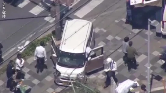 Imagen del coche accidentado en la ciudad de Otsu, Japón. Imagen del coche accidentado en la ciudad de Otsu, Japón.