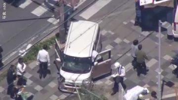 Imagen del coche accidentado en la ciudad de Otsu, Japón.