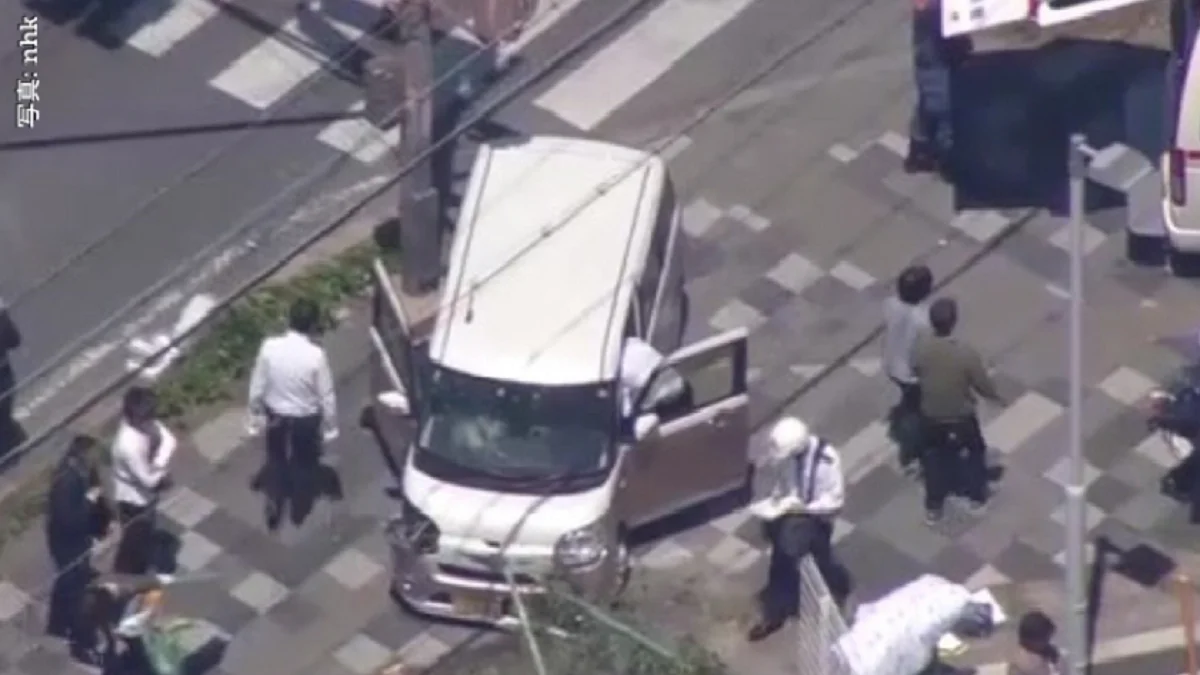 Imagen del coche accidentado en la ciudad de Otsu, Japón.