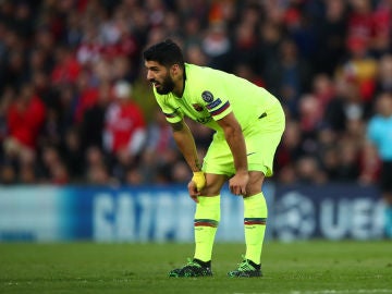 Luis Suárez, en el partido ante el Liverpool en Anfield Luis Suárez, en el partido ante el Liverpool en Anfield