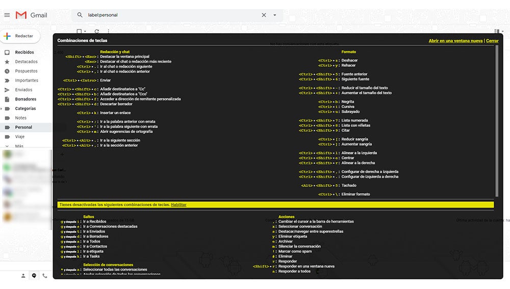 Atajos de Gmail