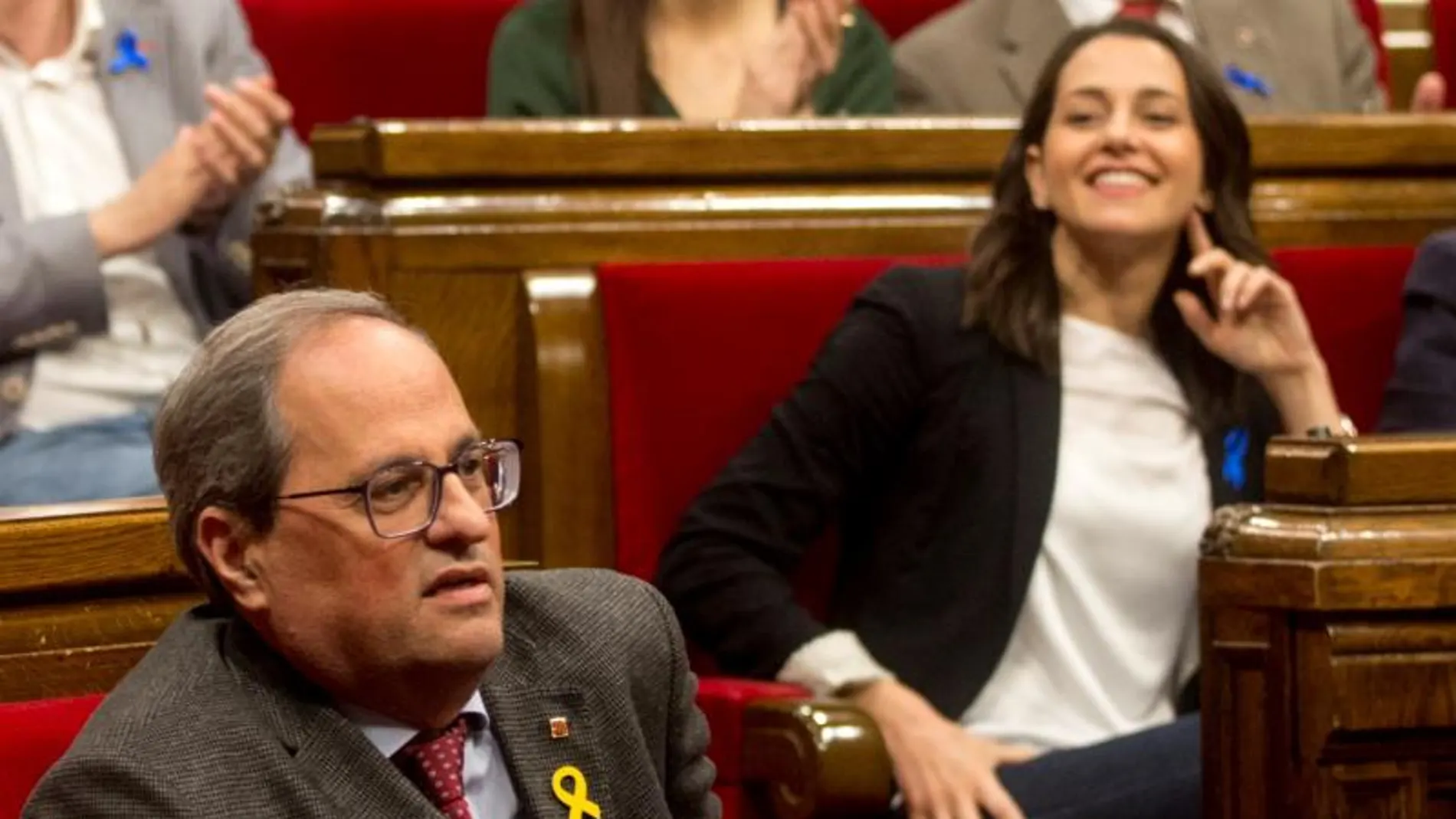 Quim Torra e Inés Arrimadas en el Parlament catalán