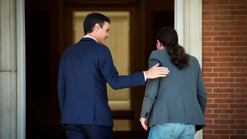 Pedro Sánchez y Pablo Iglesias en Moncloa