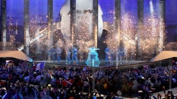 Imagen de la actuación de la ganadora de Eurovisión 2018, con la que se ha abierto la gala final de este año