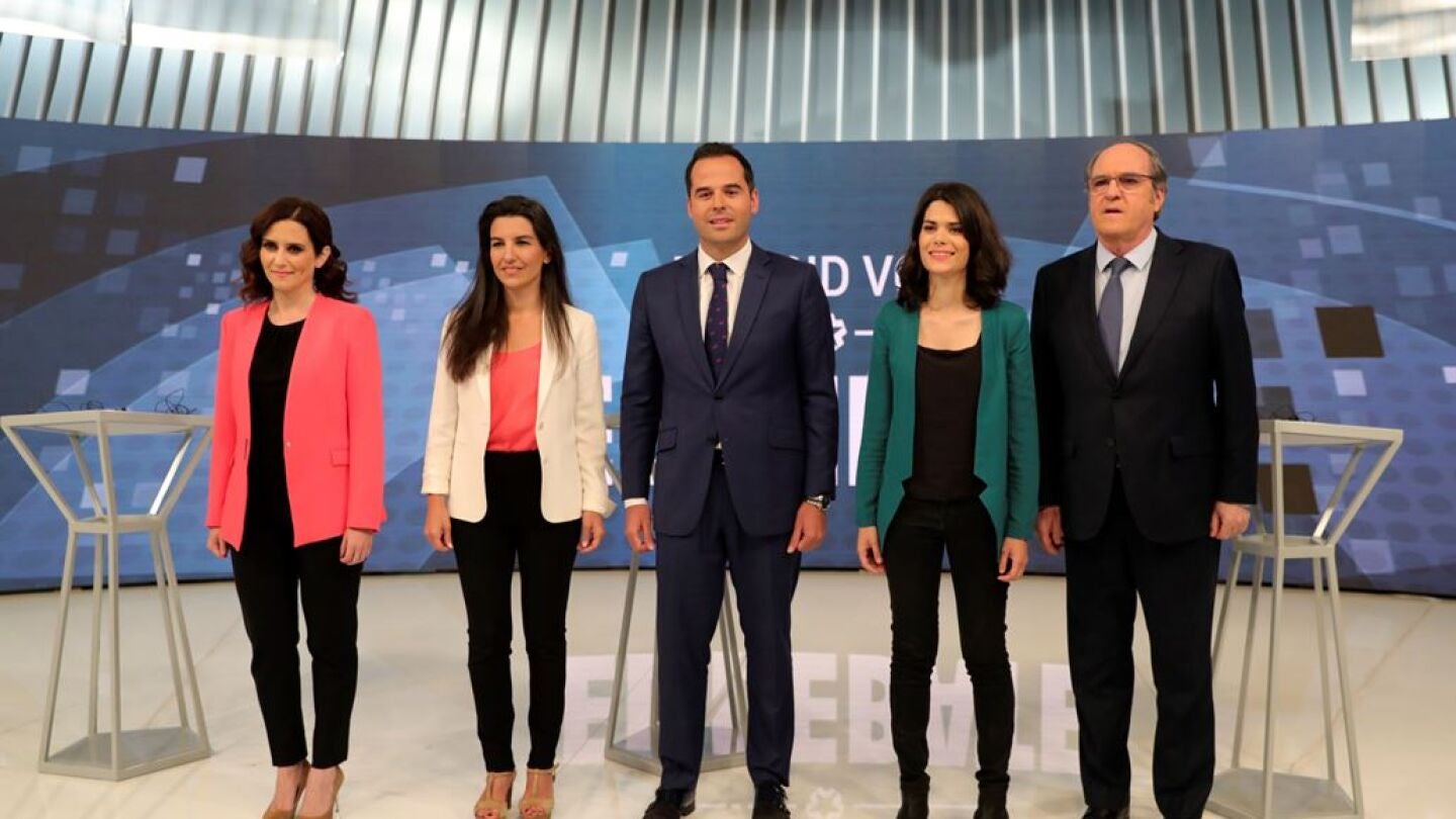 D&iacute;az Ayuso, Monasterio, Aguado, Serra y Gabilondo en el debate de Telemadrid