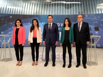 Díaz Ayuso, Monasterio, Aguado, Serra y Gabilondo en el debate de Telemadrid Díaz Ayuso, Monasterio, Aguado, Serra y Gabilondo en el debate de Telemadrid