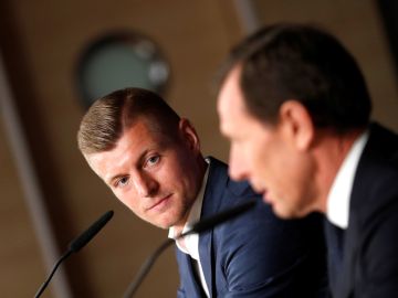 Toni Kroos, en la sala de prensa del Bernabéu Toni Kroos, en la sala de prensa del Bernabéu