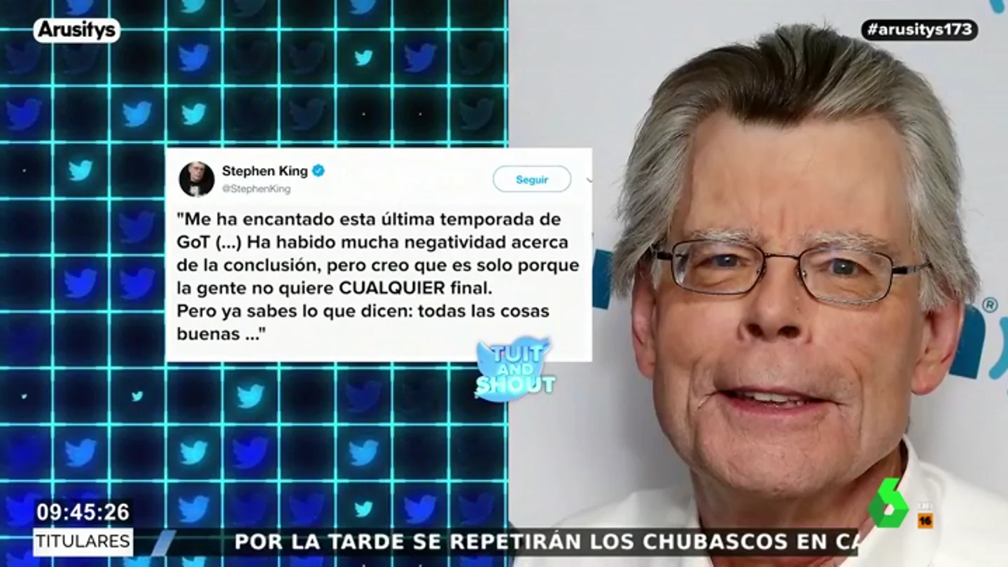 La defensa de Stephen King a los guionistas de Juego de Tronos: "Hay mucha negatividad porque la gente no quiere cualquier final" La defensa de Stephen King a los guionistas de Juego de Tronos: "Hay mucha negatividad porque la gente no quiere cualquier final"