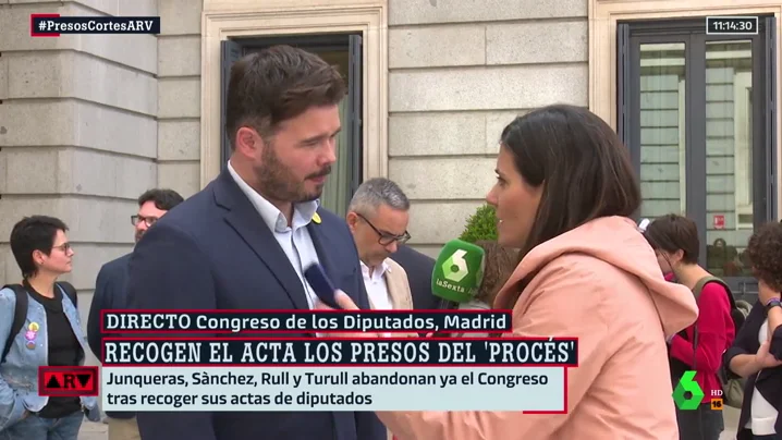 Gabriel Rufián, sobre el dispositivo policial por la presencia de los presos independentistas en el Congreso: "Parece que viene Pablo Escobar"