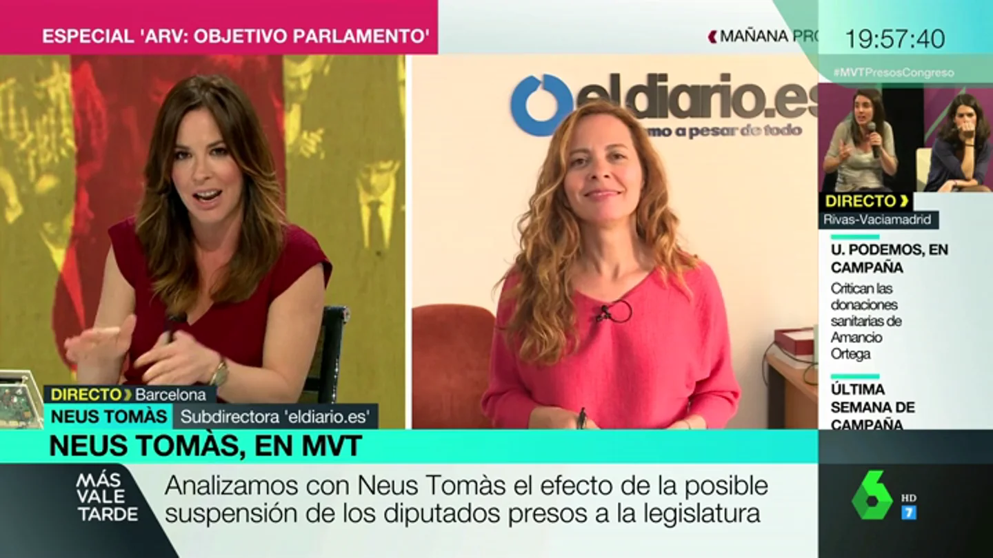 Neus Tomàs: "El Supremo pasa la patata caliente a la Mesa del Congreso para tramitar la suspensión de los políticos presos" Neus Tomàs: "El Supremo pasa la patata caliente a la Mesa del Congreso para tramitar la suspensión de los políticos presos"