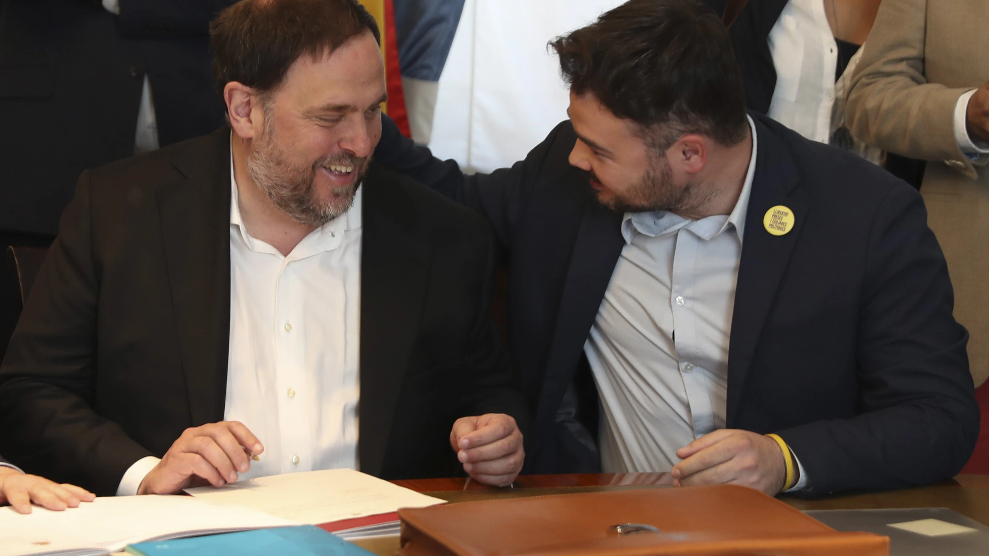 Oriol Junqueras y Gabriel Rufián, en el Congreso