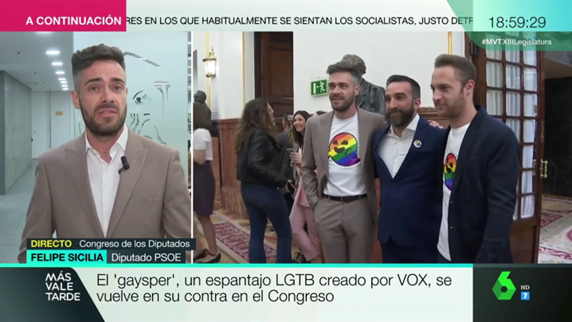Felipe Sicilia, tras vestir una camiseta con 'gaysper' en el Congreso: "Lo que para muchos son fantasmas, para otros son derechos"